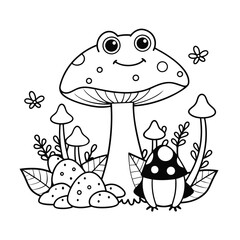 Frog and flower coloring pages for kids book