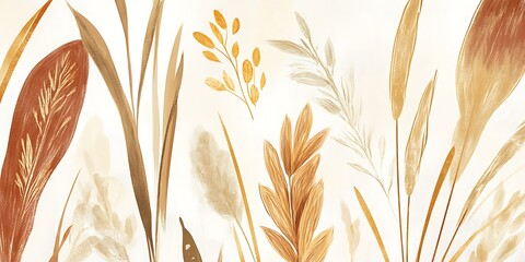 Autumnal foliage illustration, white background, design element.