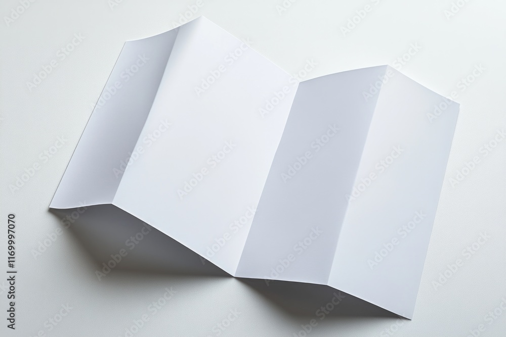 Poster three-dimensional folded white paper creating an origami design with mathematical precision and a mi