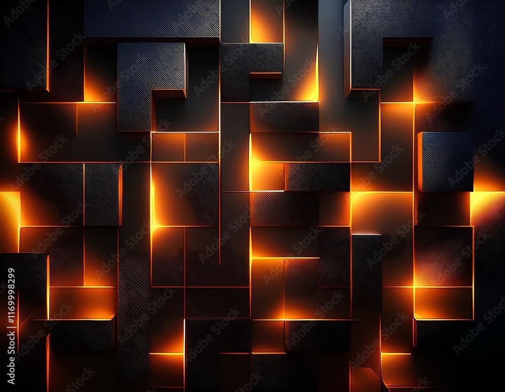 Poster dark background with golden squares lines