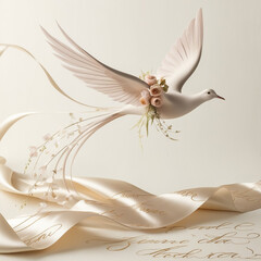 Dove in the air with wings wide open in-front of the sun