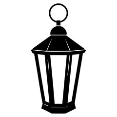 Empty Lantern black silhouette simple flat vector Illustration isolated on a transparent background