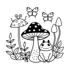 Frog and flower coloring pages for kids book