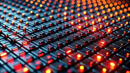 Fototapeta premium Sleek Black Tech Surface with Glowing Red Lights - Abstract Desktop Wallpaper