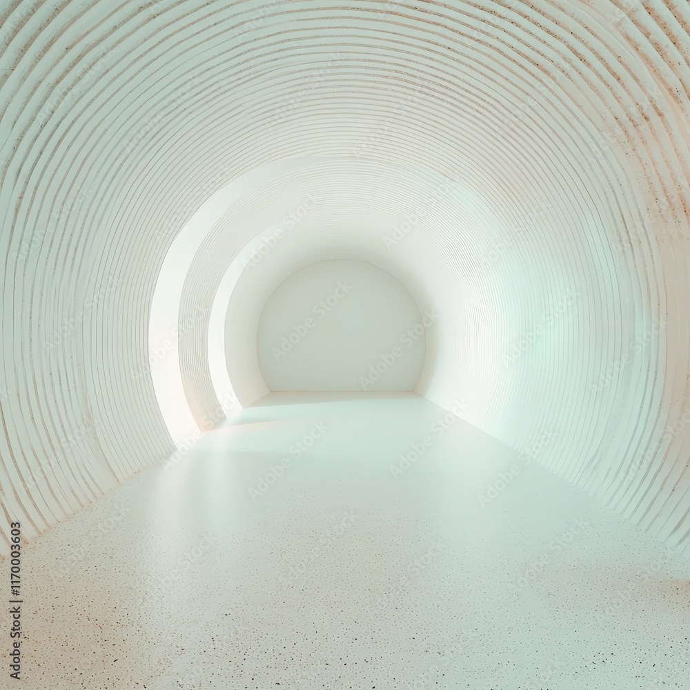 Aufkleber abstract white tunnel modern architecture 3d render minimalist design futuristic backg
