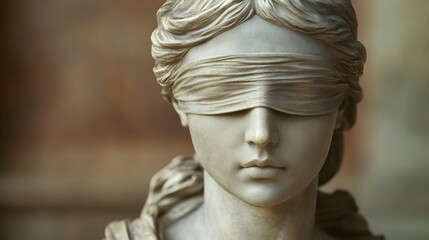 Obraz premium Blindfolded Marble Statue Of Justice Embodiment