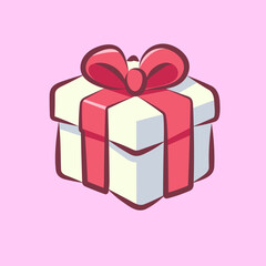 gift box with ribbon vector cartoon design for elements, clipart, sticker and valentine