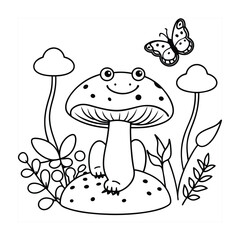 Frog and flower coloring pages for kids book