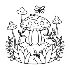 Frog and flower coloring pages for kids book