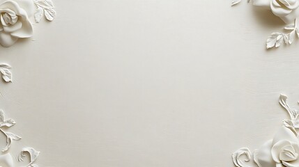 White Roses and Leaves Frame Elegant Background