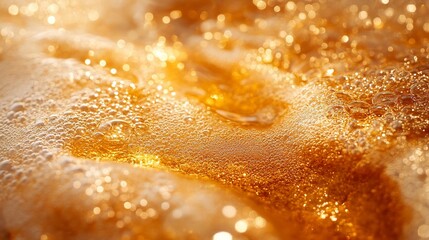 Golden Liquid Bubbles Sparkling Texture