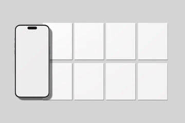 mobile with social media post mockup blank