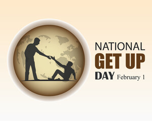 National Get up day, February 1. Social Media Post, poster, card, banner, background Vector Design Template.