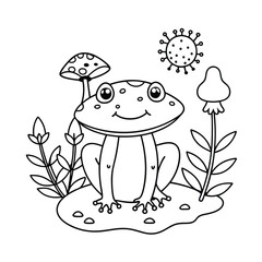 Frog and flower coloring pages for kids book