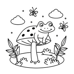 Frog and flower coloring pages for kids book