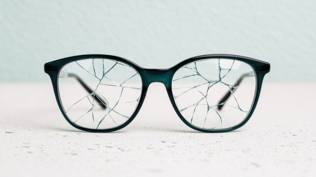 Broken glasses on light background: symbol of fragility and renewal