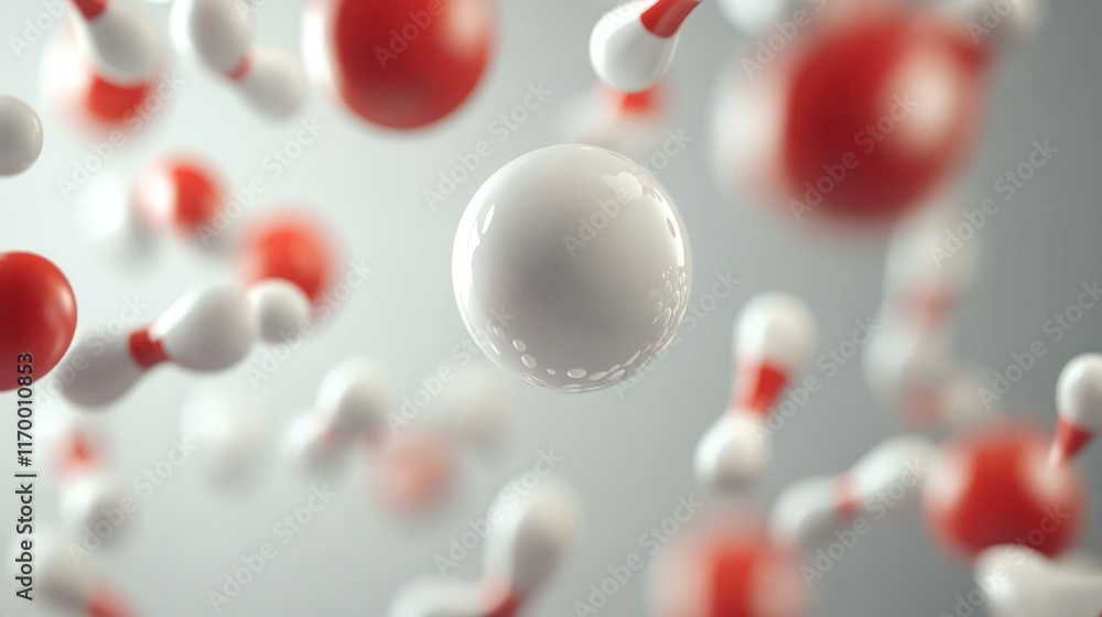 Poster abstract 3d rendering of molecules, atoms, or microscopic particles floating in space.