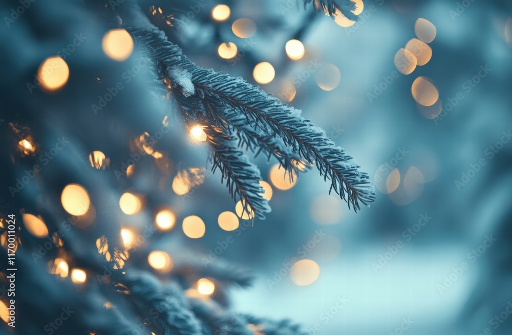 Poster blurred blue background with beautiful bokeh lights creating a soft and dreamy atmosphere for holida