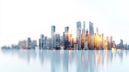Fototapeta premium Modern City Skyline at Sunset