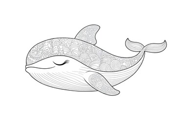 Fototapeta premium Whale Zentangle: Ocean Animal Coloring Page