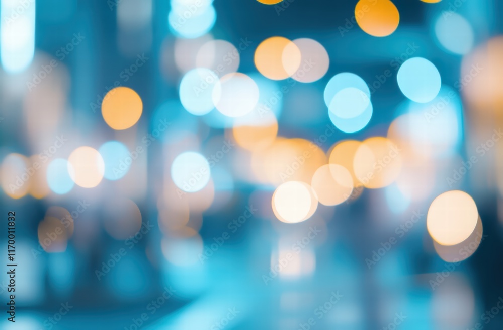 Poster blurred light blue background with bokeh lights for creative projects and design applications in a v