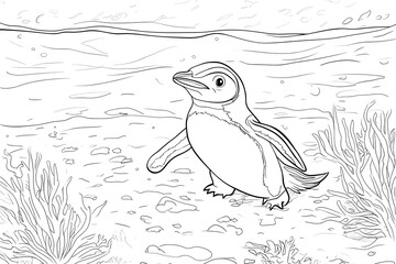Penguin Walks Underwater, Ocean Scene