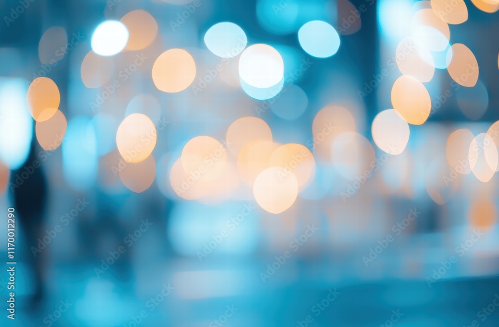 Poster abstract blue background with blurred bokeh lights creating a dreamlike atmosphere for creative proj