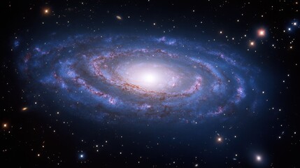 Naklejka premium Galactic void with radiant swirling gases, glowing streams of fragmented stars and vibrant nebula surrounding, creating a visually intense deep-space scene