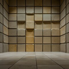 Modern Stone Tile Room Interior Design  3D Render Background