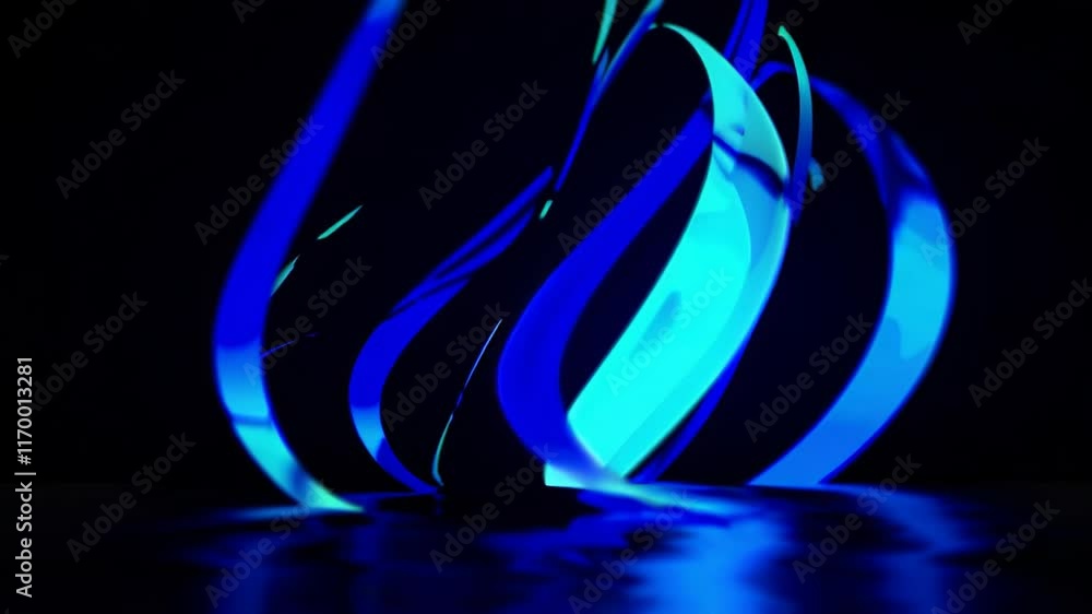 Poster abstract flowing neon light patterns in vibrant blue and pink hues on a dark background, creating a 