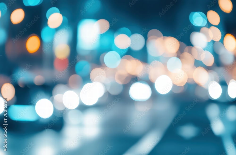 Poster blurred light blue background with bokeh lights creating an artistic atmosphere ideal for creative a