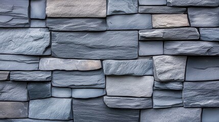 Natural stone wall texture with varied gray slate patterns for design