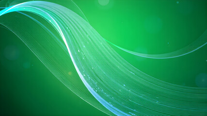Fototapeta premium Abstract, line swoosh forms, sharp focus, green and blue light going different directions, green background, Transparente, iridiscente, circular, translúcidos
