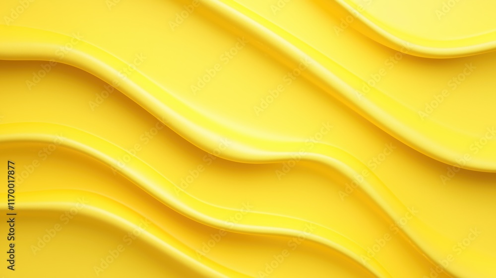 Poster vibrant yellow abstract waves background with smooth curves and minimalist design