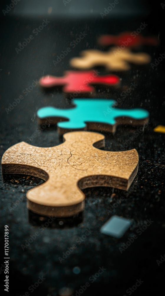 Aufkleber interlocking puzzle pieces teamwork connection solution