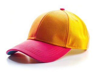 Fototapeta premium Crisp white backdrop showcases a blank baseball cap; perfect for apparel or sports branding.