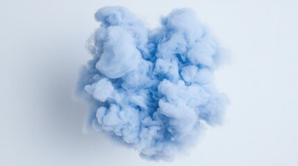 Serene blue cloud of smoke against white background