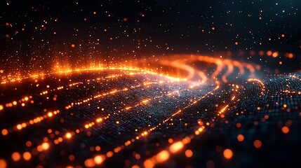 Fototapeta premium Abstract Orange Sparks Illuminated Dark Surface