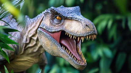 Obraz premium Majestic Prehistoric Raptor: A Close Encounter with a Jurassic Beast