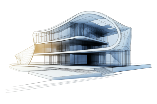3d render of a modern building
