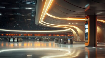 Obraz premium Futuristic Train Station Interior Design: A Glimpse into Tomorrow's Travel