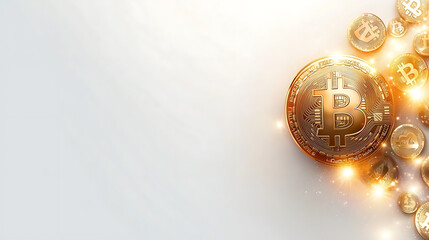 glowing cryptocurrency symbol with shining coins, representing digital finance and investment opportunities