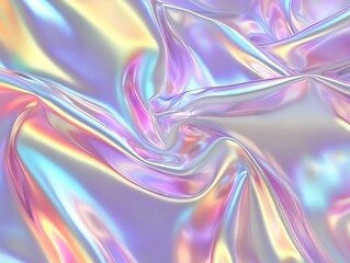 Glossy Holographic Texture Background with Smooth Gradient Colors in Pastel Shades Perfect for Creative Designs, Abstract Art, and Digital Artwork