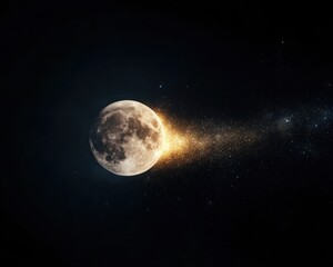 Fototapeta premium A glowing moon surrounded by radiant constellations, supernatural energy pulsating across the celestial expanse
