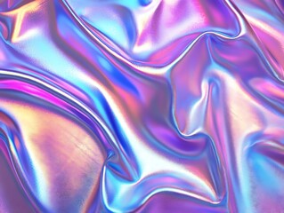 Obraz premium Glossy Holographic Texture Background with Smooth Gradient Colors in Pastel Shades Perfect for Creative Designs, Abstract Art, and Digital Artwork