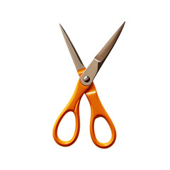 Scissors in an orange color, isolated on transparent background