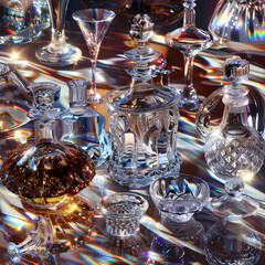Elegant Assortment of Crystal Glassware Showcasing Impeccable Craftsmanship and Sophistication in a Refined Setting