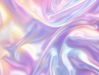 Obraz premium Glossy Holographic Texture Background with Smooth Gradient Colors in Pastel Shades Perfect for Creative Designs, Abstract Art, and Digital Artwork