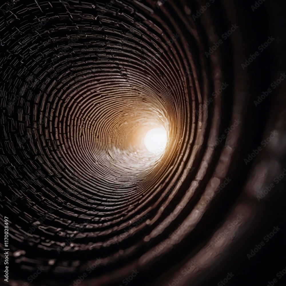 Poster abstract tunnel light at end circular dark hope perspective glowing inner journey