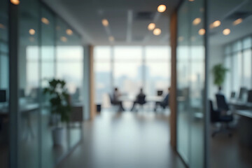 Fototapeta premium Abstract blurred office interior space background - Business concept